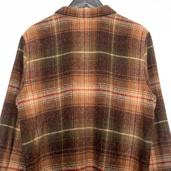 SOLD - Vintage Brown Green Wool-Blend Plaid Fringed Shirt Jacket Norton Studio - Picture 9 of 12